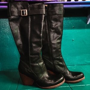 Kork Ease Black Tall Leather Riding Boots